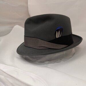 Gently Worn Mallory Fifth Ave Gray Fur Felt Fedora Hat - Size 7